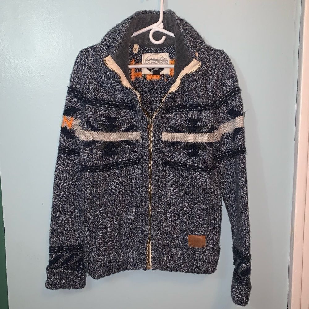 Superdry Aztec Sweater Jacket Medium